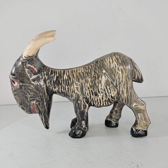 Ceramic Oscar The Billy Goat Figurine Gray Painted - Picture 5 of 9